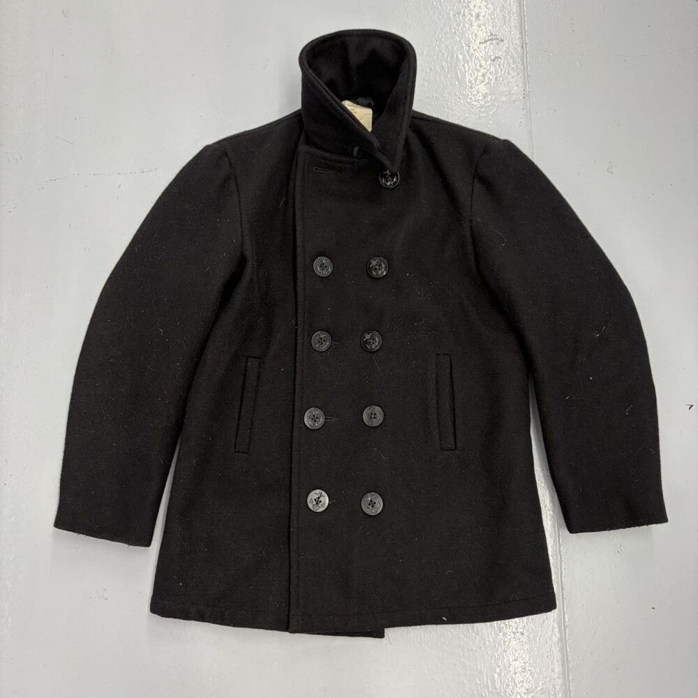 Vintage 80s US Navy Wool Double Breasted Military Peacoat